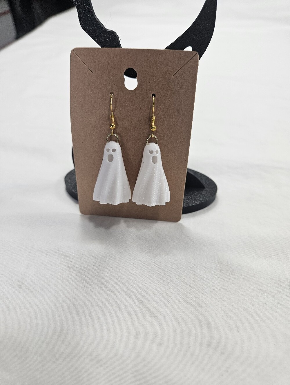 Halloween Ghost Drop Earrings - White - - Picture 2 of 3